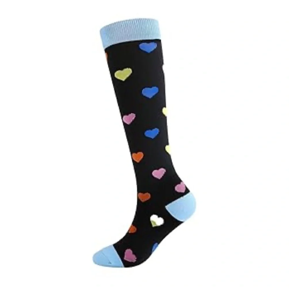 Rainbow Heart Knee-High Compression Socks- Flow New
